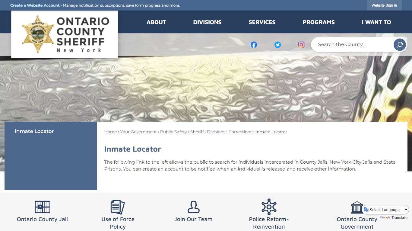 Inmate Locator | Ontario County, NY - Official Website